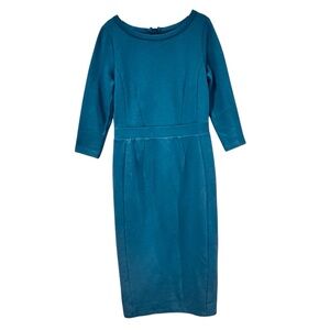 NWT BODEN Ribbed Elegant Teal Classy Dress size 6 L